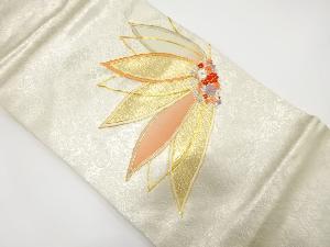 花模様　刺繍　名古屋帯